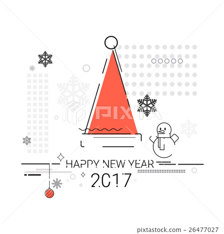 Merry Christmas Happy New Year Simple Line Sketch Merry Christmas Happy New Year Simple Line Sketch 26477027
