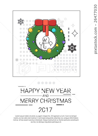 Merry Christmas Happy New Year Simple Line Sketch 26477030
