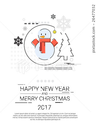 Merry Christmas Happy New Year Simple Line Sketch Merry Christmas Happy New Year Simple Line Sketch 26477032