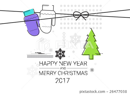 Merry Christmas Happy New Year Simple Line Sketch Merry Christmas Happy New Year Simple Line Sketch 26477038
