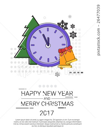 Merry Christmas Happy New Year Simple Line Sketch Merry Christmas Happy New Year Simple Line Sketch 26477039