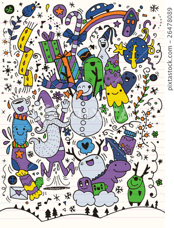 Vector illustration of Doodle Christmas background 26478089