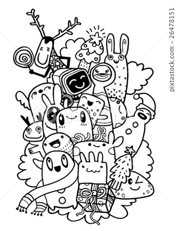 Hand drawing cartoon character,Merry Christmas  26478151