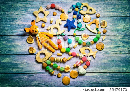children's toys, laid out in the form of heart 26479170