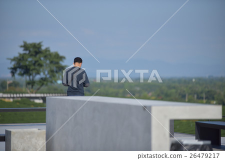 back side of asian man at outdoor place 26479217
