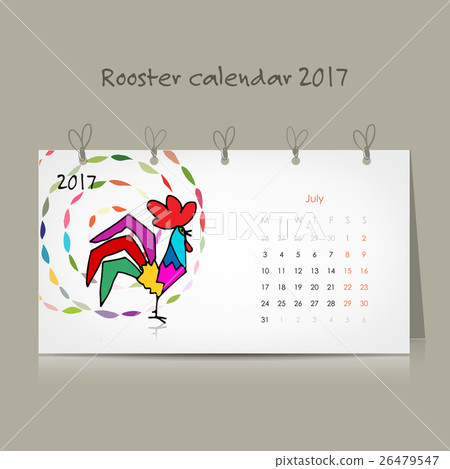 Rooster calendar 2017 for your design 26479547
