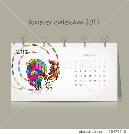 Rooster calendar 2017 for your design 26479548
