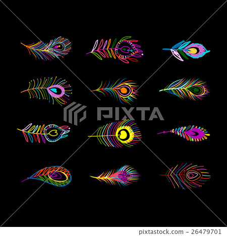 Peacock feather collection for your design 26479701