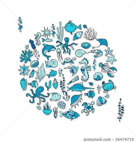 Marine life, sketch for your design Marine life, sketch for your design 26479719