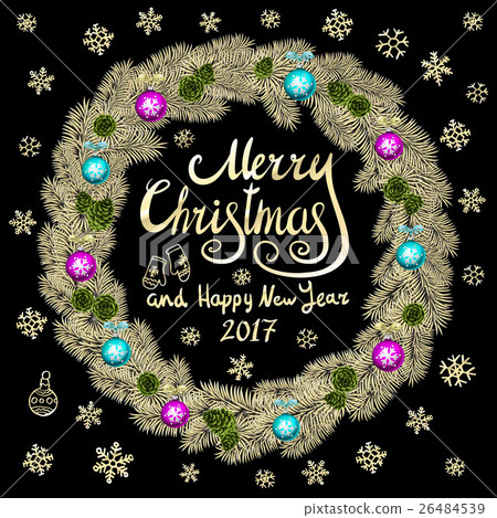 Merry Christmas And Happy New Year 2017 Vintage  26484539