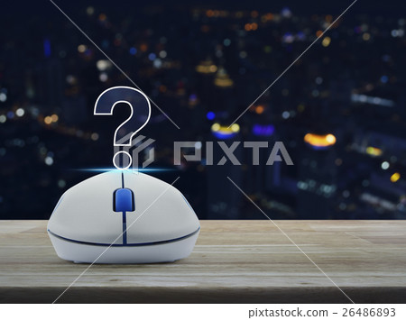 Computer mouse with question mark sign icon Computer mouse with question mark sign icon 26486893