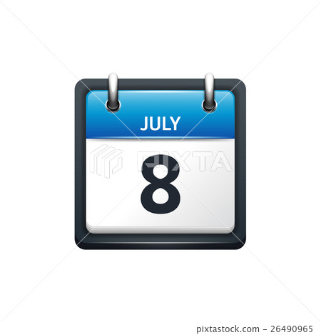 July 8. Calendar icon.Vector illustration,flat 26490965
