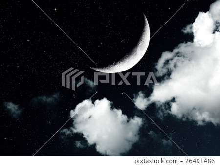 The moon in the night sky in clouds The moon in the night sky in clouds 26491486