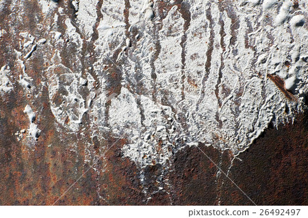 rusty metal with white spots old paint 26492497