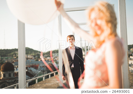 Lovers man and woman embracing each other outdoors 26493001