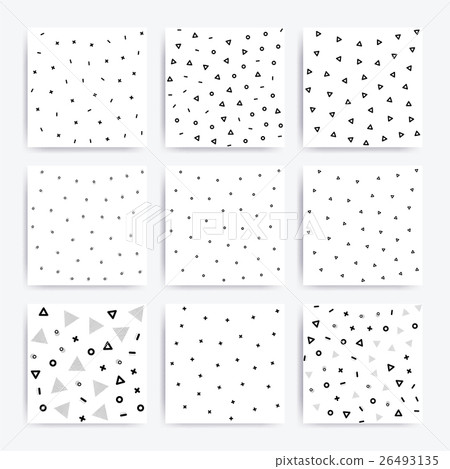 Universal doodle seamless patterns set 26493135