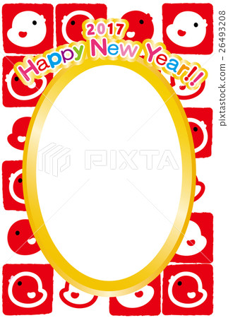 相框新年卡2017年HappyNewYear chiko根紅色和白色 相框新年卡2017年HappyNewYear chiko根紅色和白色 26493208