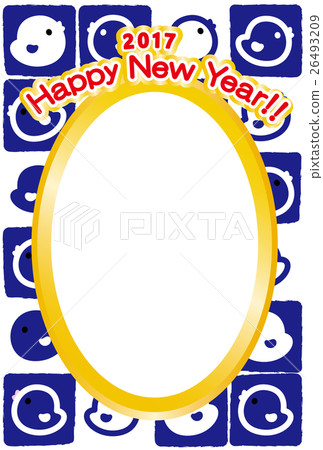 相框新年卡2017年HappyNewYear HIYOKO公雞年藍 26493209