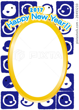 相框新年卡2017年HappyNewYear HIYOKO公雞年藍 26493210