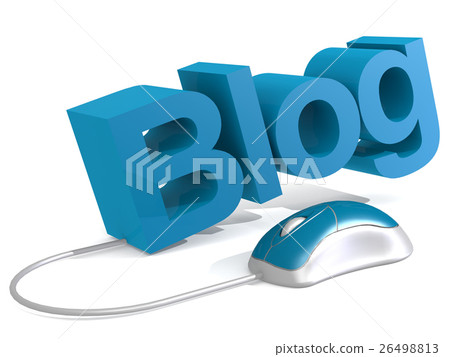 Blog word with blue mouse - Stock Illustration [26498813] - PIXTA