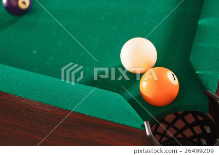 Above view on two billiard balls. Above view on two billiard balls. 26499209