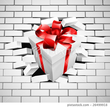 Gift Present Smashing Through Wall 26499918