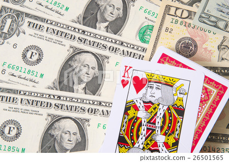 American Dollar Banknotes and Cards (King of Hearts) 26501565