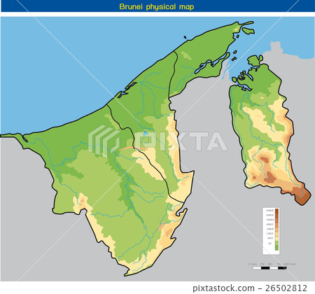 Vector illustration of Burnei physical map 26502812