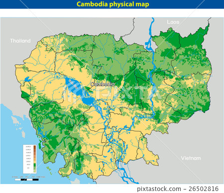 Vector illustration of  Cambodia physical map 26502816