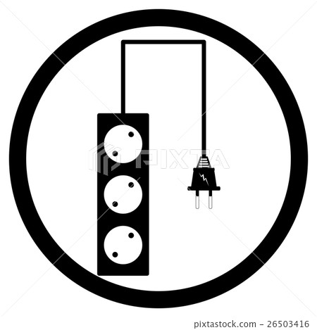 Electrical socket sign black - Stock Illustration [26503416] - PIXTA