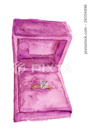 watercolor sketch: Ring in a box on a white watercolor sketch: Ring in a box on a white 26504896