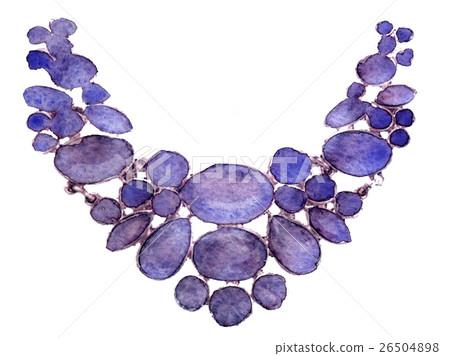 watercolor sketch: necklace on a white background - Stock Illustration