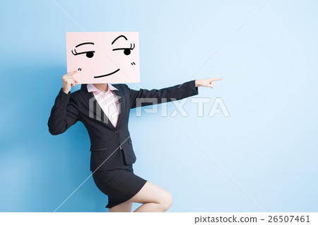 business woman take billboard 26507461