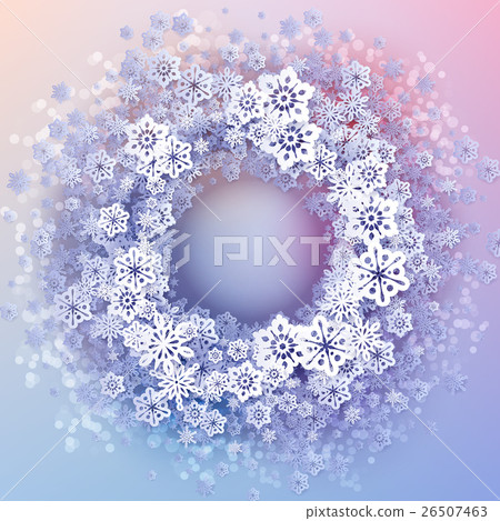 Round snow frame with place for text. 26507463