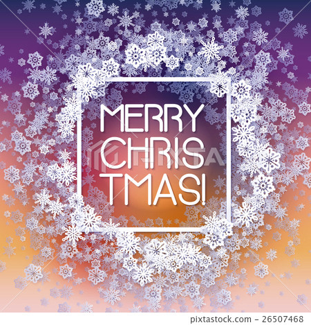 Round snow frame with Merry Christmas text. 26507468