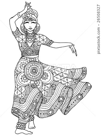 Indian dancer in a patterned dress Indian dancer in a patterned dress 26508327