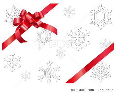 Red ribbon and snow gift - Stock Illustration [26508622] - PIXTA