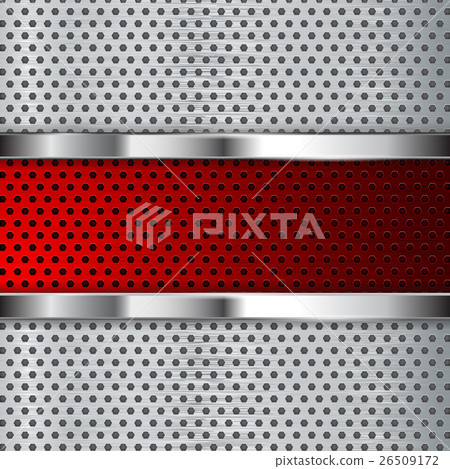 Metal perforated background with chrome frame and - Stock Illustration ...