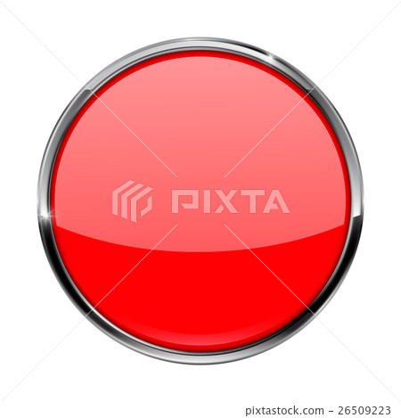 Red button. Shiny glass button with metal frame. - Stock Illustration ...