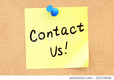 Contact us text on a sticky note pinned Contact us text on a sticky note pinned 26510688
