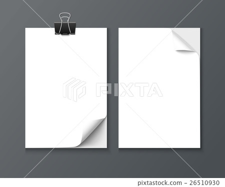 Close up of a paper sheets with curled edge on Close up of a paper sheets with curled edge on 26510930