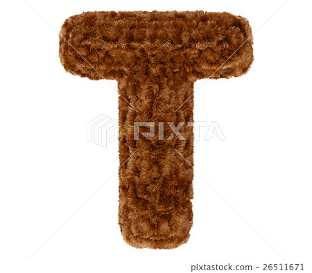 3d bushy bear fur alphabet capital letter T 3d bushy bear fur alphabet capital letter T 26511671