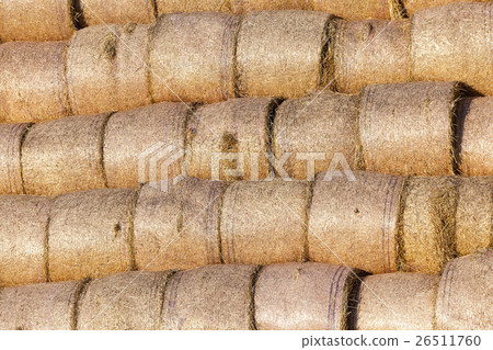stack of straw in the field 26511760