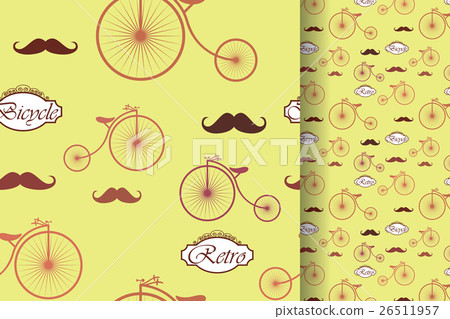 Retro bicycle and moustache, seamless pattern 26511957
