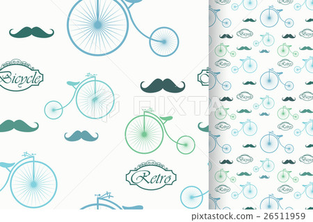Retro bicycle and moustache, seamless pattern Retro bicycle and moustache, seamless pattern 26511959