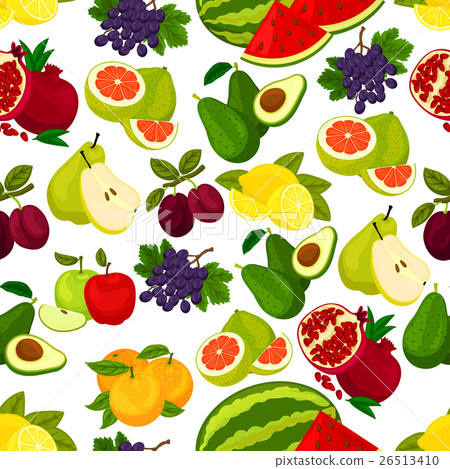 Fresh fruits vector seamless pattern - Stock Illustration [26513410 ...
