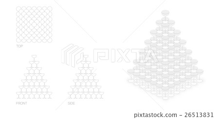 champagne tower pyramid, 140 glass illustration 26513831