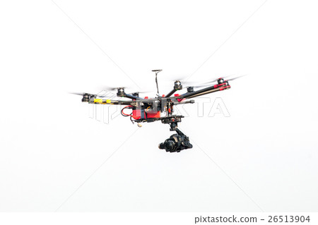drone with professional camera flying. 26513904