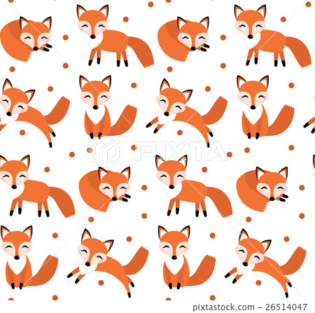 Cute fox seamless pattern. Foxy endless background 26514047