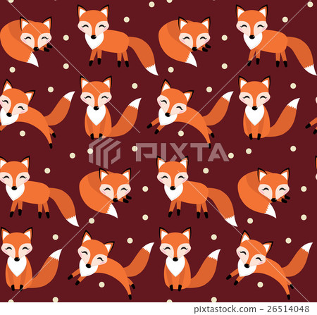 Cute fox seamless pattern. Foxy endless background 26514048